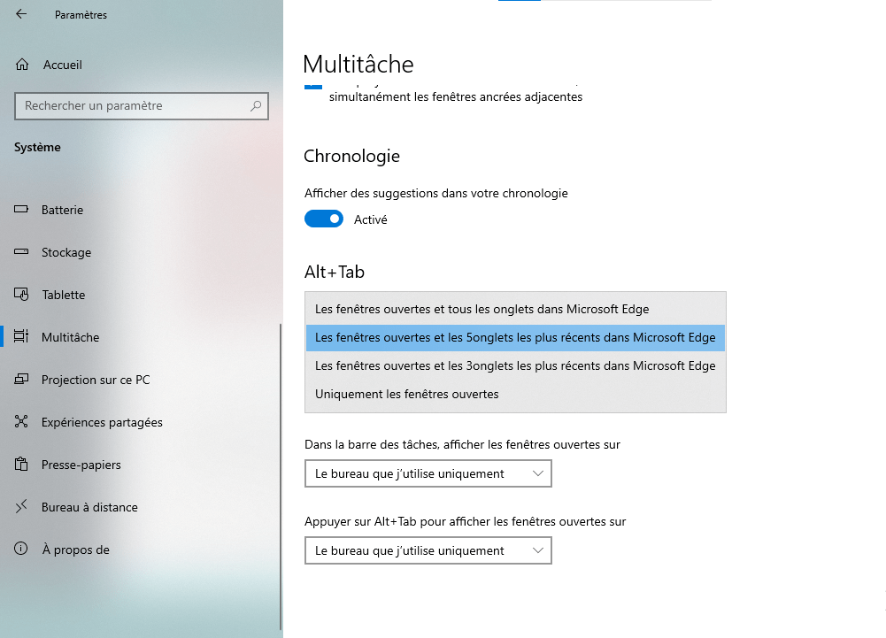 Windows + I para abrir Configuración Windows para abrir Multitarea 
