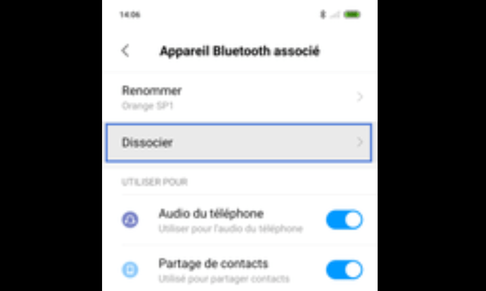 option “Dissocier”