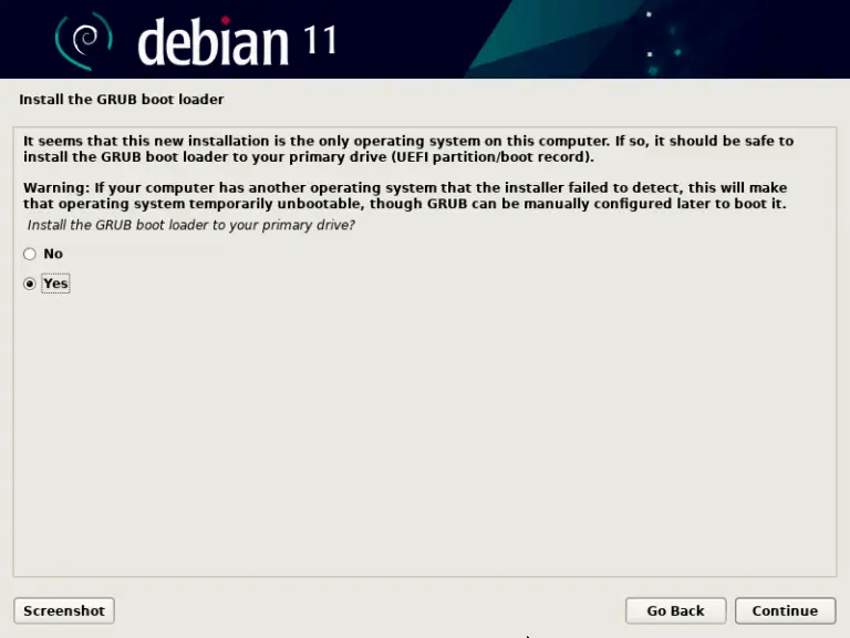 Debian11 install grub