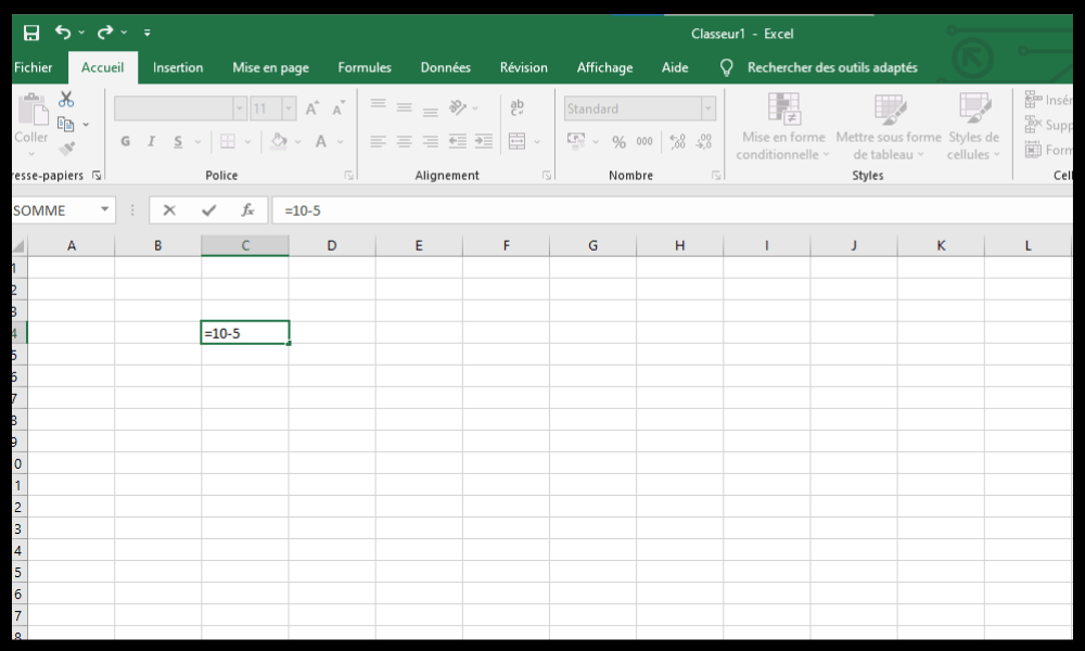 Gör en subtraktion i Excel-beräkning