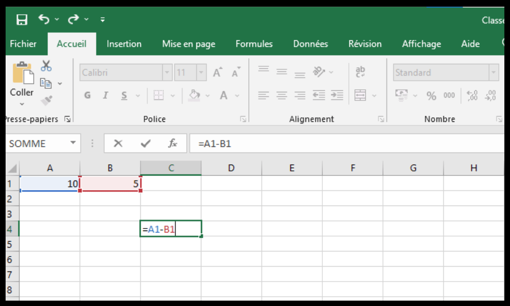 Faire une soustraction dans Excel  Calcul utiliser le signe moins (-) pour soustraire plusieurs valeurs à la fois