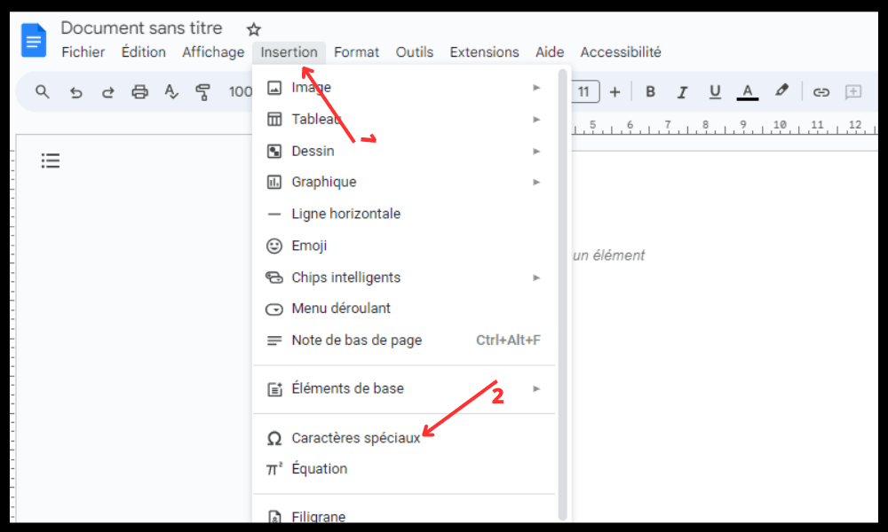 Inserting special characters in Google Docs 