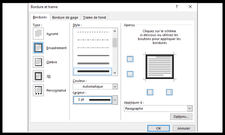 Comment encadrer un texte avec Word
